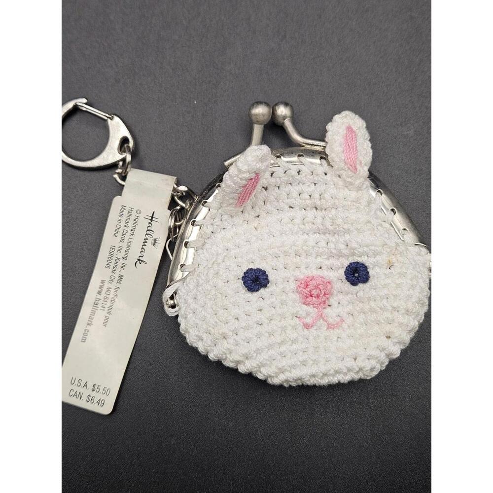 Hallmark Vintage Crochet Bunny Coin Purse Keychain - NWT